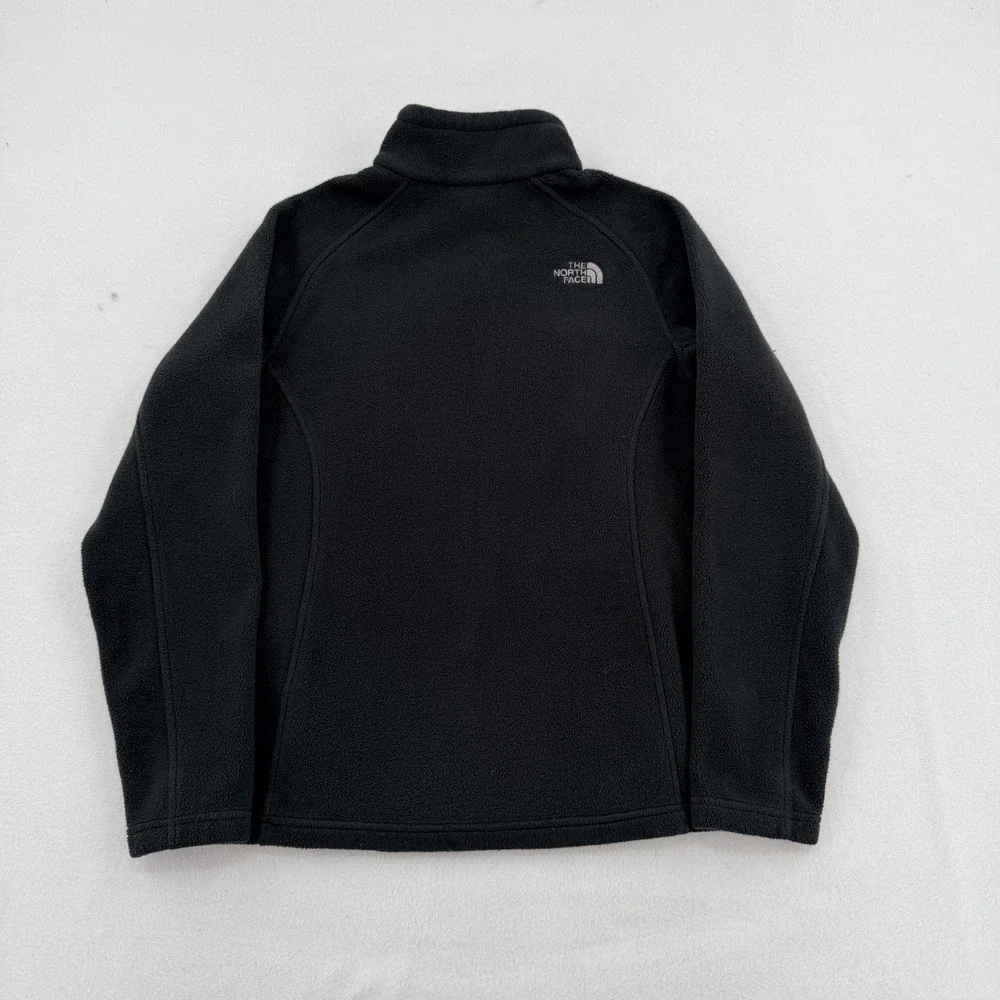 The North Face Boy Black Full Zip Fleece Jacket Size L 14/16 Mock Neck Mid Layer